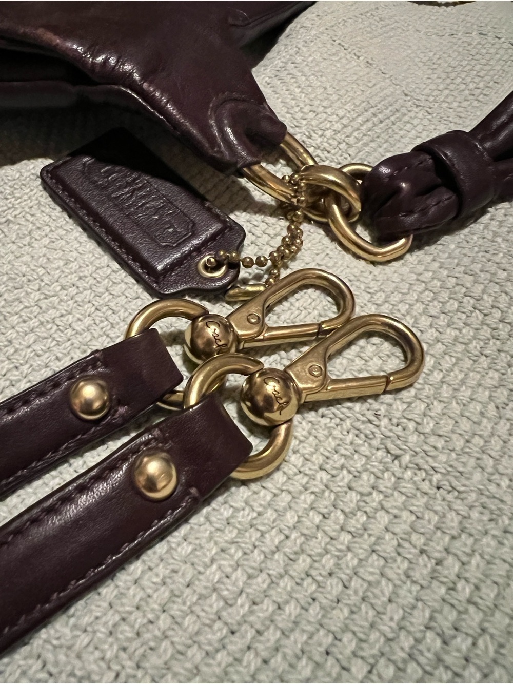 Coach Kristin Leather Flap Shoulder Bag in Deep Plum / Chocolate Burgundy - Picture 6 of 16